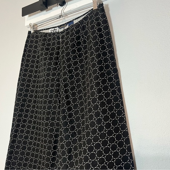 Ecologie Irish Linen Cropped Pants Black Circle Pattern Size 10 High Rise Womens - Picture 4 of 7